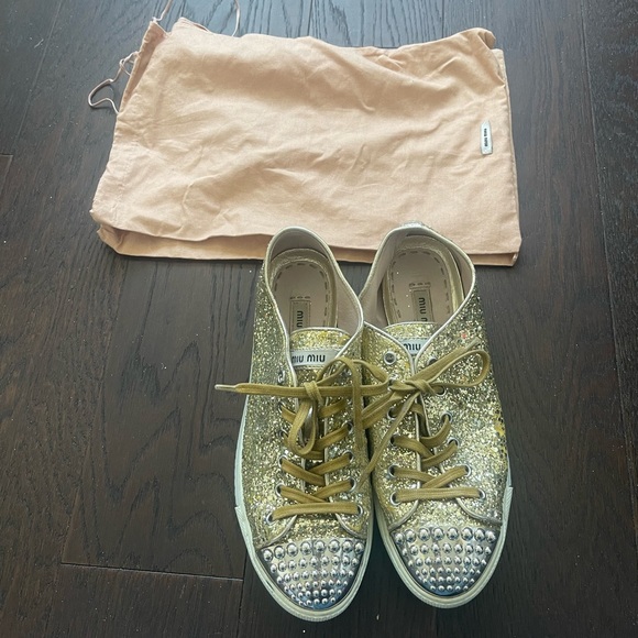Miu Miu Shoes - Miu Miu by Prada gold and silver sneakers size 37 EU us womens 7 good condition